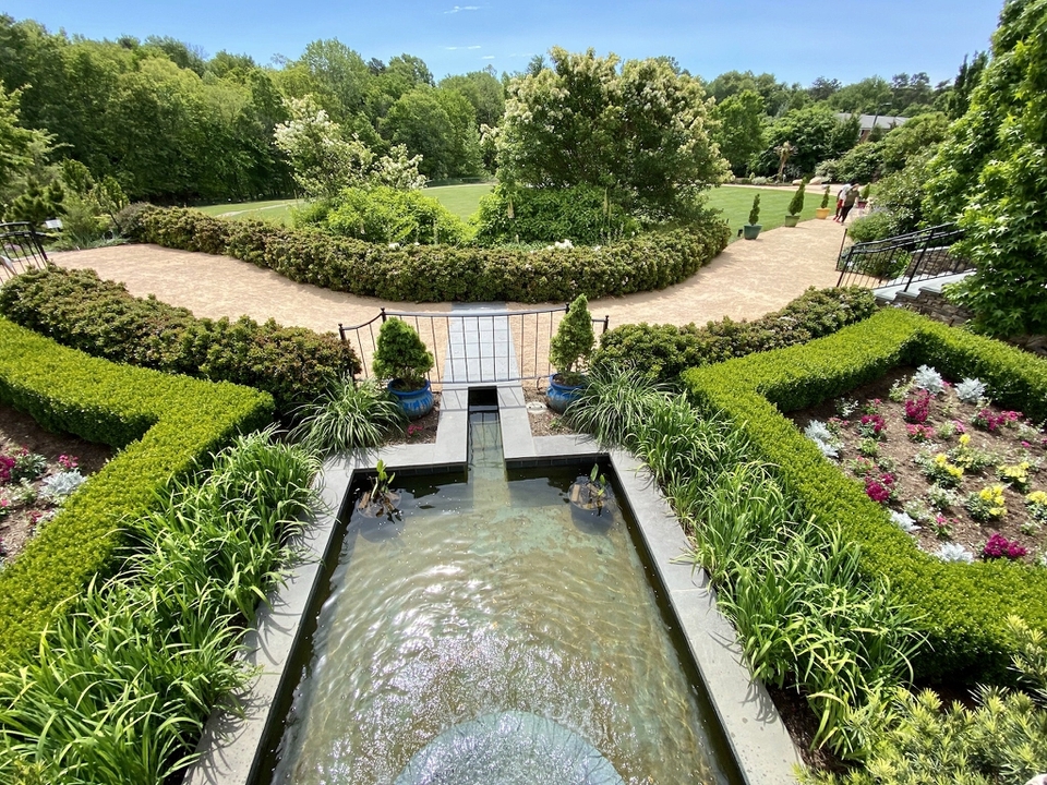 Formal terrace and fountain